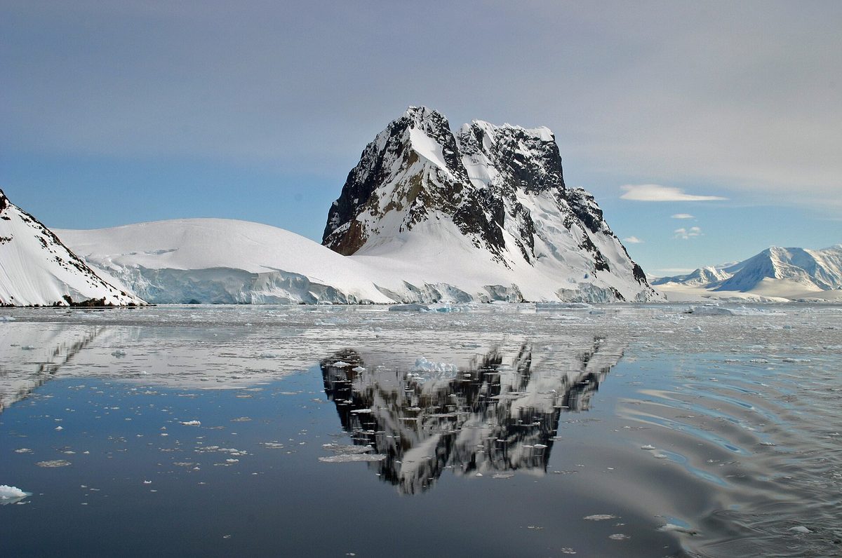 Mountains lining the Lemaire Channel in Antarctica
