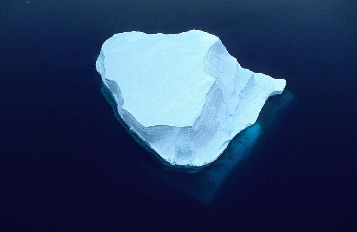 An aerial view of Antarctic ice