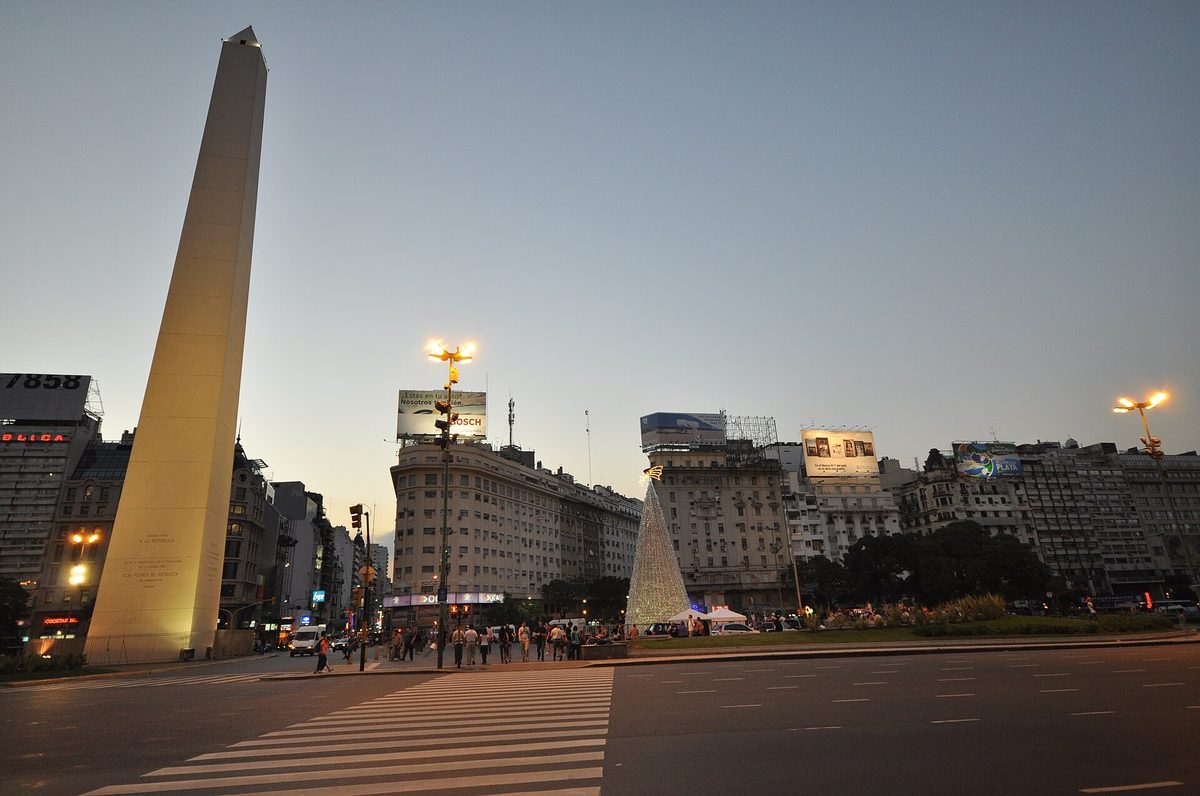 The Obelisco on Avenida 9 de Julio in Buenos Aires, Argentina