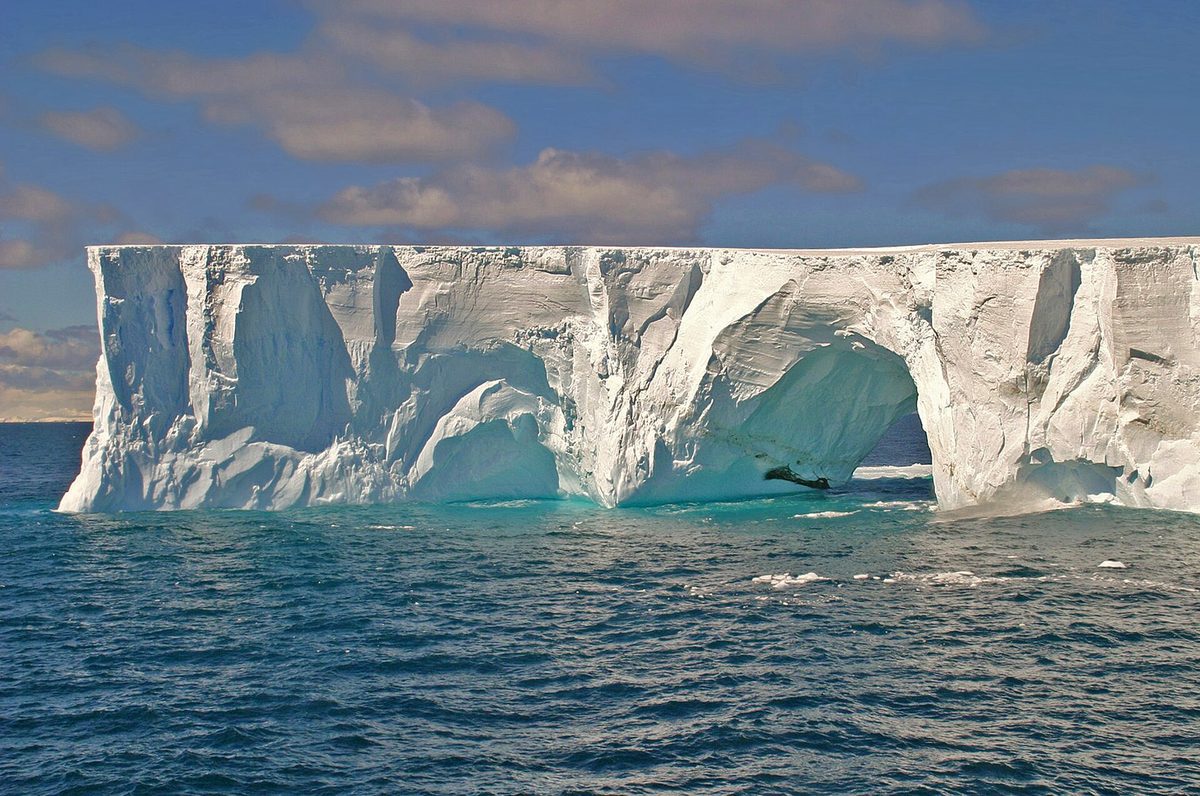 A flat-topped tabular iceberg in Antarctica